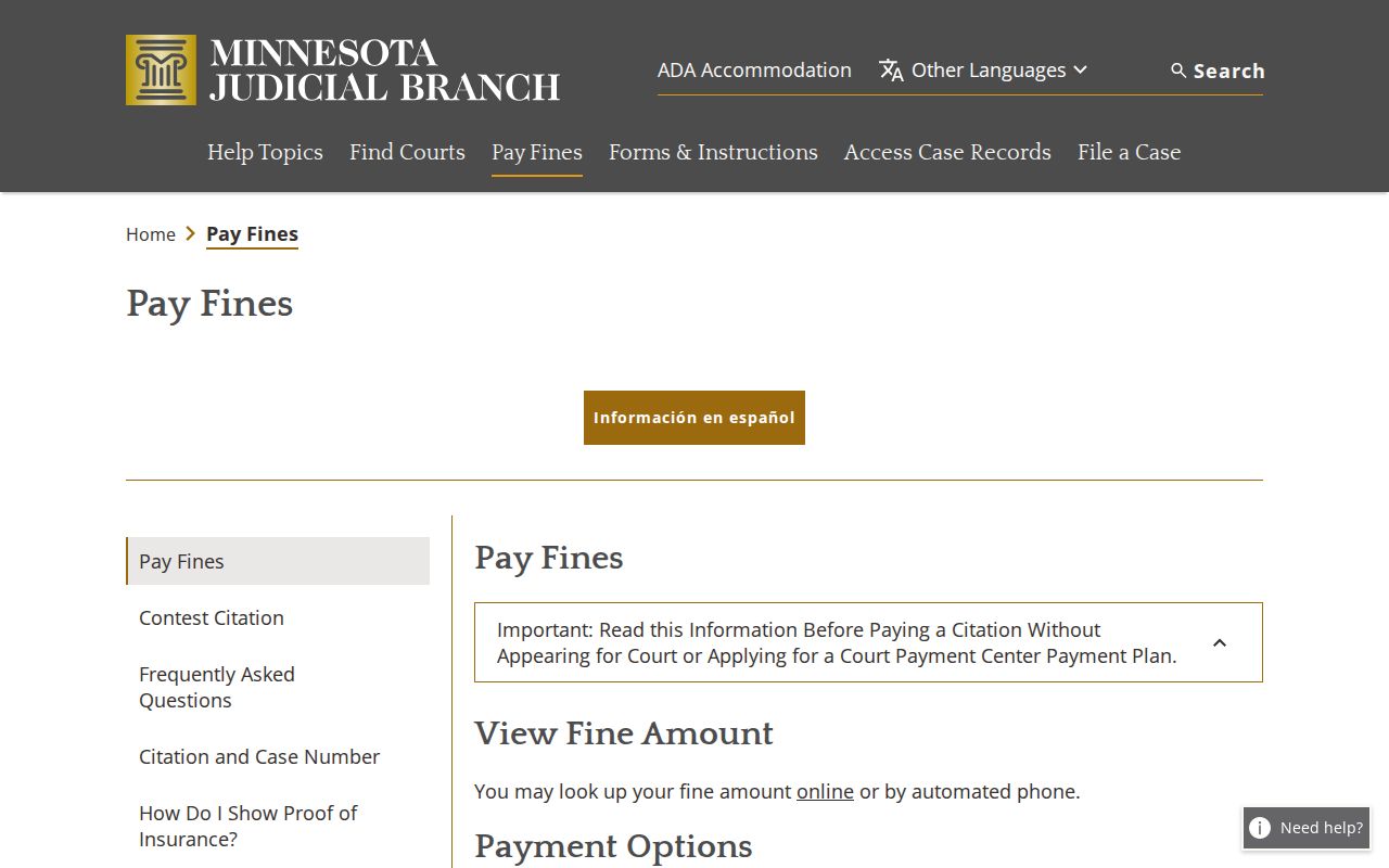 Minnesota pay a fine page with traffic warrant payment routes for Steele County